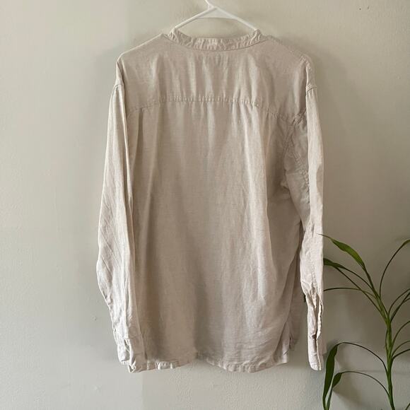 Banana Republic Factory Linen Embroidered Tunic Top Womens Medium Natural Boho - Picture 2 of 10